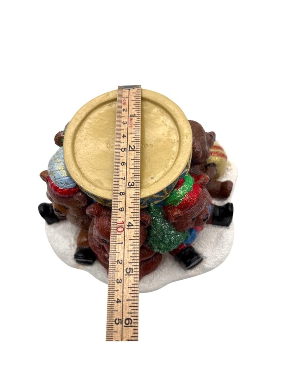 Vintage Handmade Christmas Bear Candle Holder With Hand-Painted Festive Design 4 - Picture 3 of 10